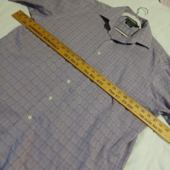 Lauren by Ralph Lauren Men's 17 34/35 100% Cotton Lilac Plaid Non-Iron Button-Up - Picture 11 of 12